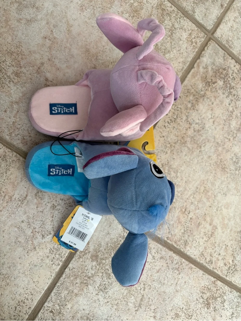 Disney Stitch Plush Slipper Set - Blue and Pink